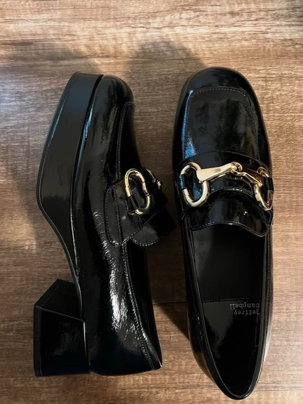 Jeffrey Campbell Student Black Patent Block Heel Loafer
